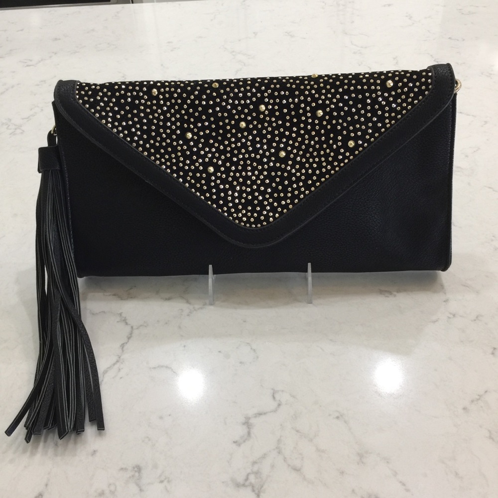 Carlos Santana Black Gold Stud Handbag